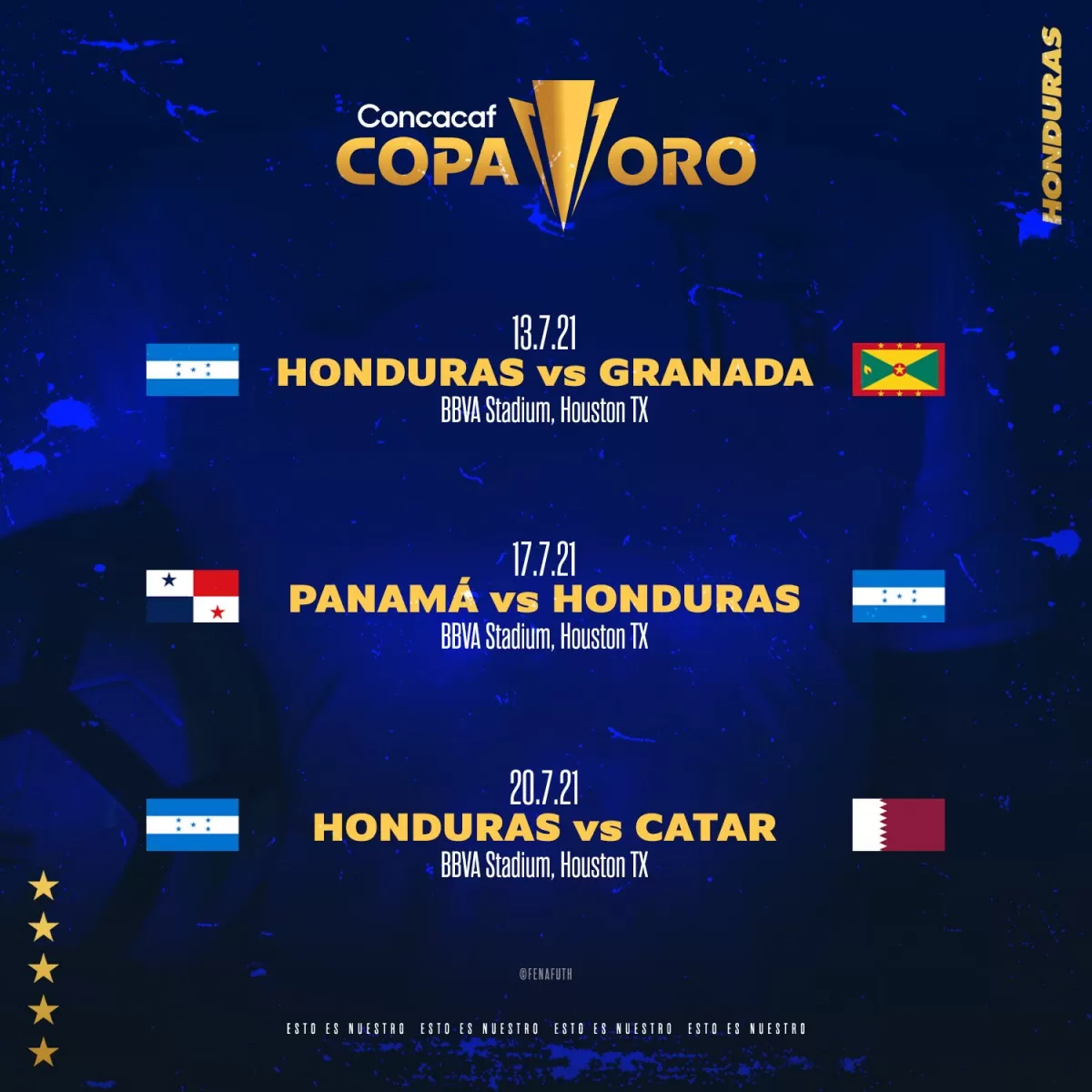 Honduras debutará contra Granada en la Copa Oro 2021