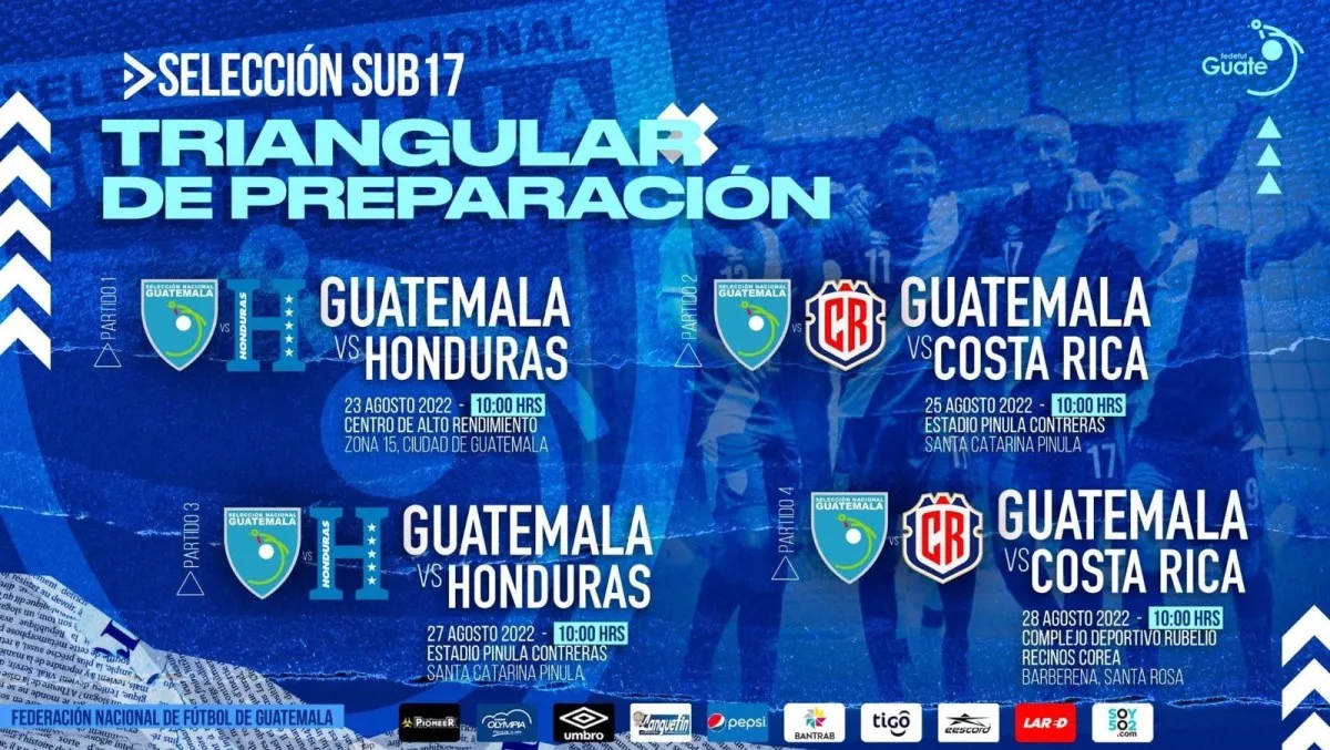 Sub-17 de Honduras se fogueará ante Costa Rica y Guatemala