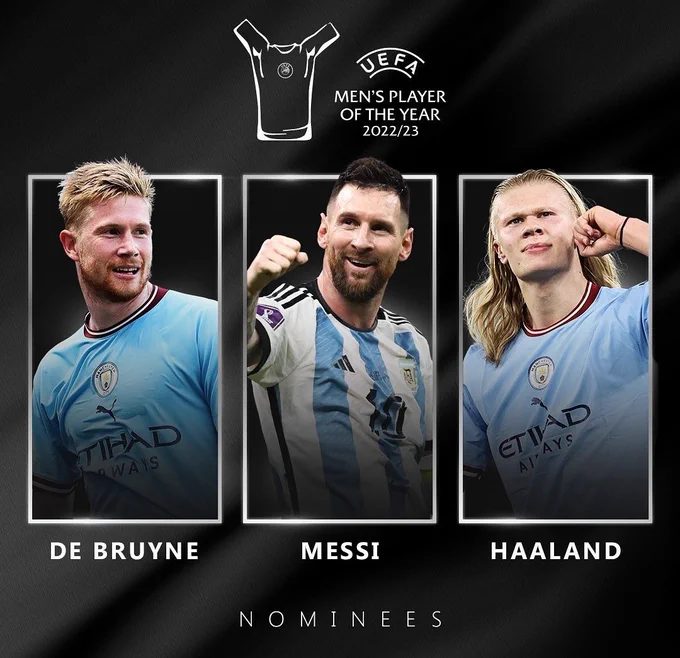 Messi, De Bruyne y Haaland nominados a mejor jugador del año de la UEFA